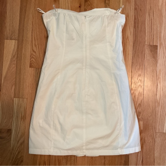 New - Zara white poplin dress embroidered ruffles dainty summer strapless - Picture 11 of 16